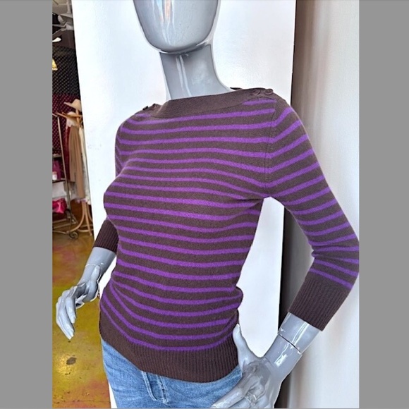 DEMYLEE "Jamie" Striped Cashmere Boatneck Sweater NWOT/sz XS - Picture 6 of 15